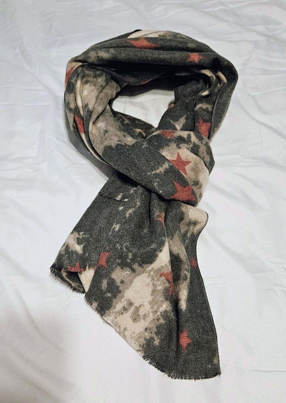 JG Sunny Just Classic Cashmere Blend Distressed Star Print Scarf